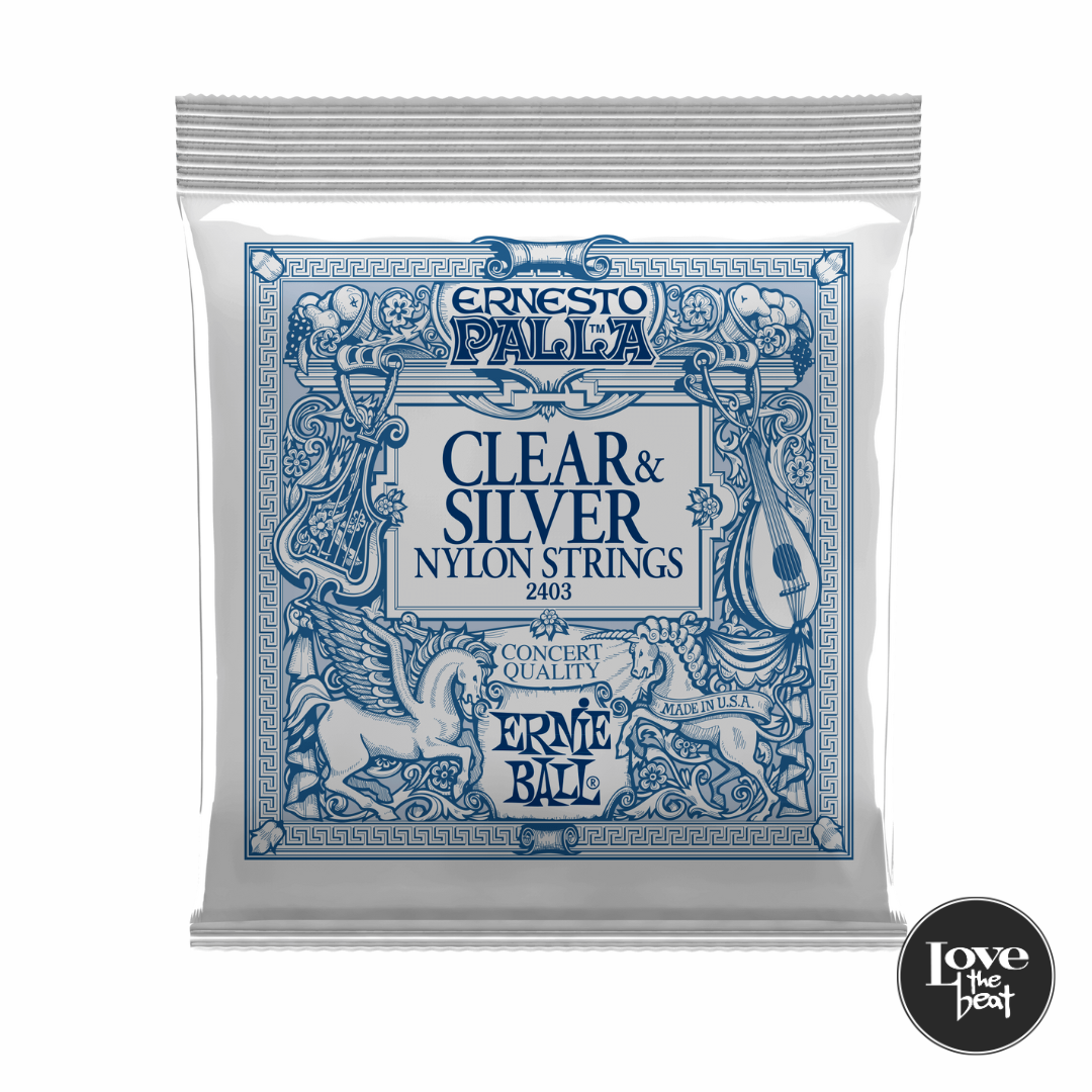 Ernie Ball - Encordado para guitarra acústica Clear and Silver Nylon